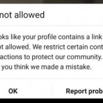 instagram link not allowed error message